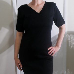 80s 90s Vintage Black Dress LBD Little Black Dress Medium Fitted Bla